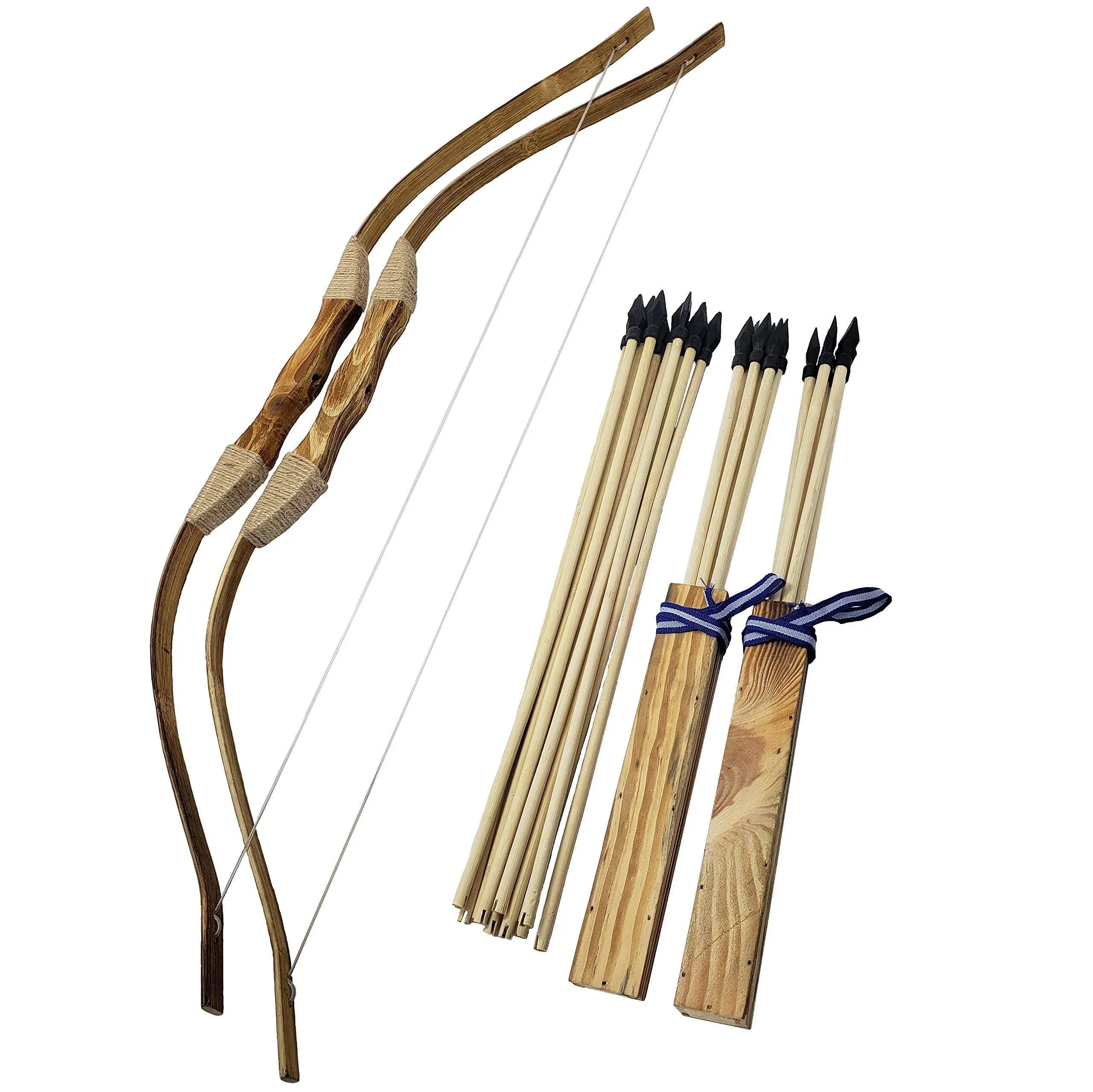 Adventure Awaits - 2-Pack Handmade Wooden Bow and Arrow Set - 20 Wood