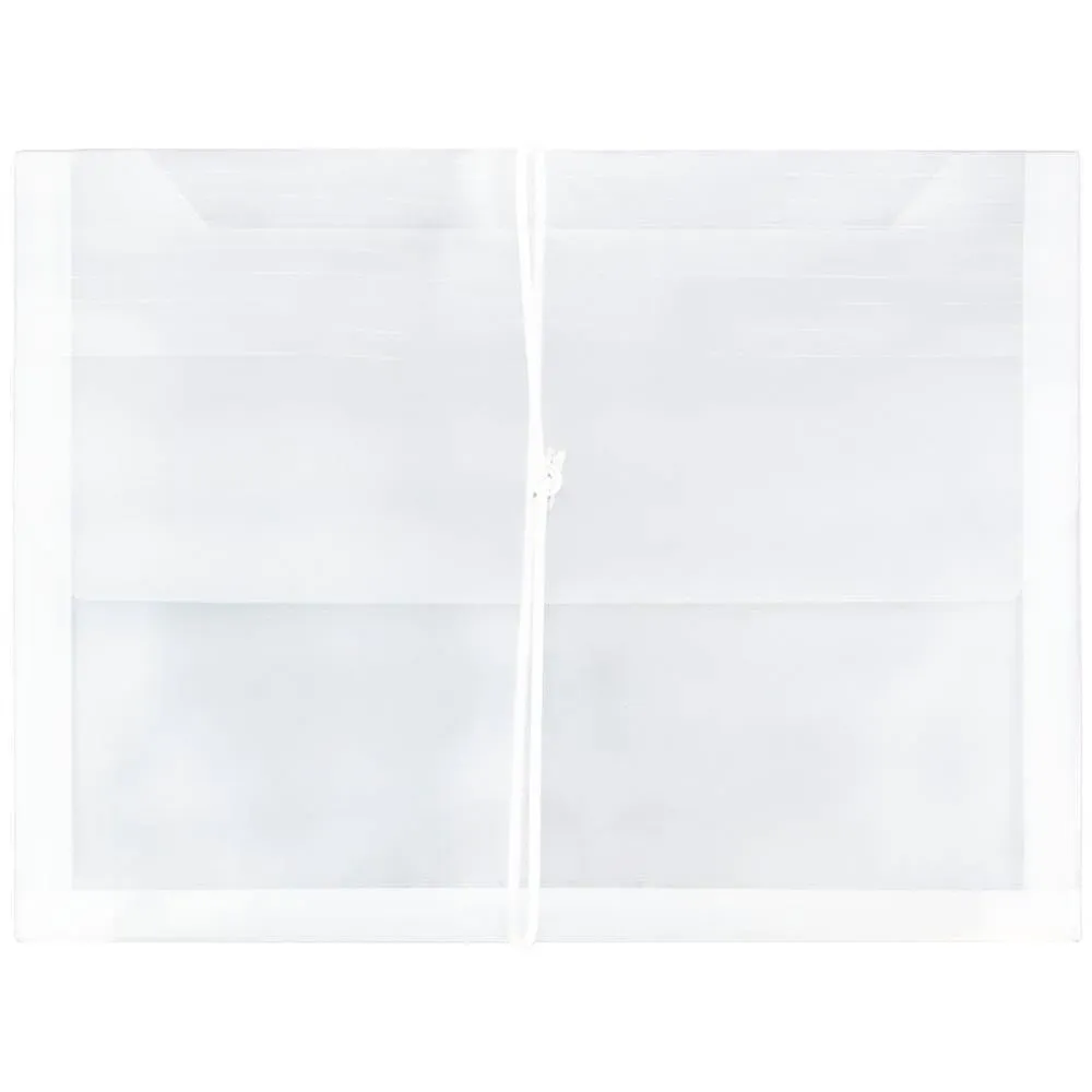 JAM Plastic Elastic Envelopes 9.8x13x2.6 12/Pack Clear 2 5/8 Expansion