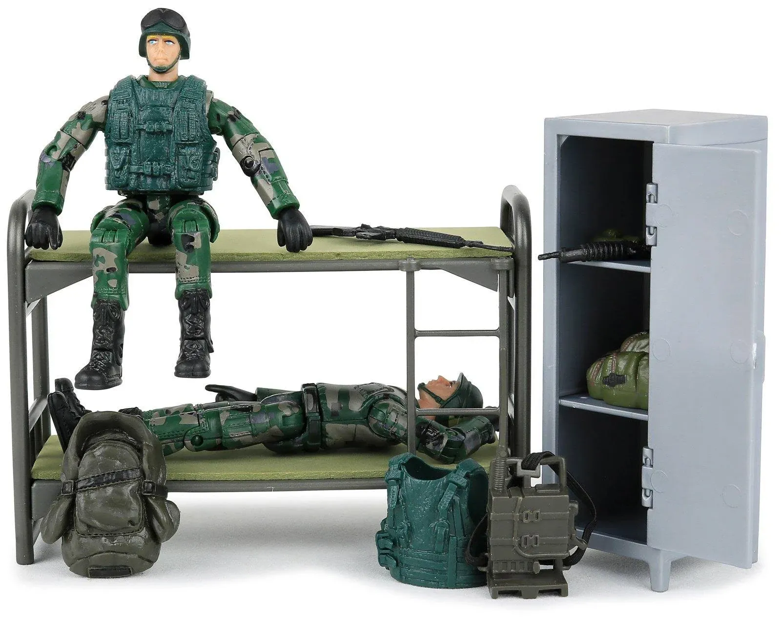 Click N Play Military Life Living Quarters Bunk Bed 14 Piece Play Set with ...