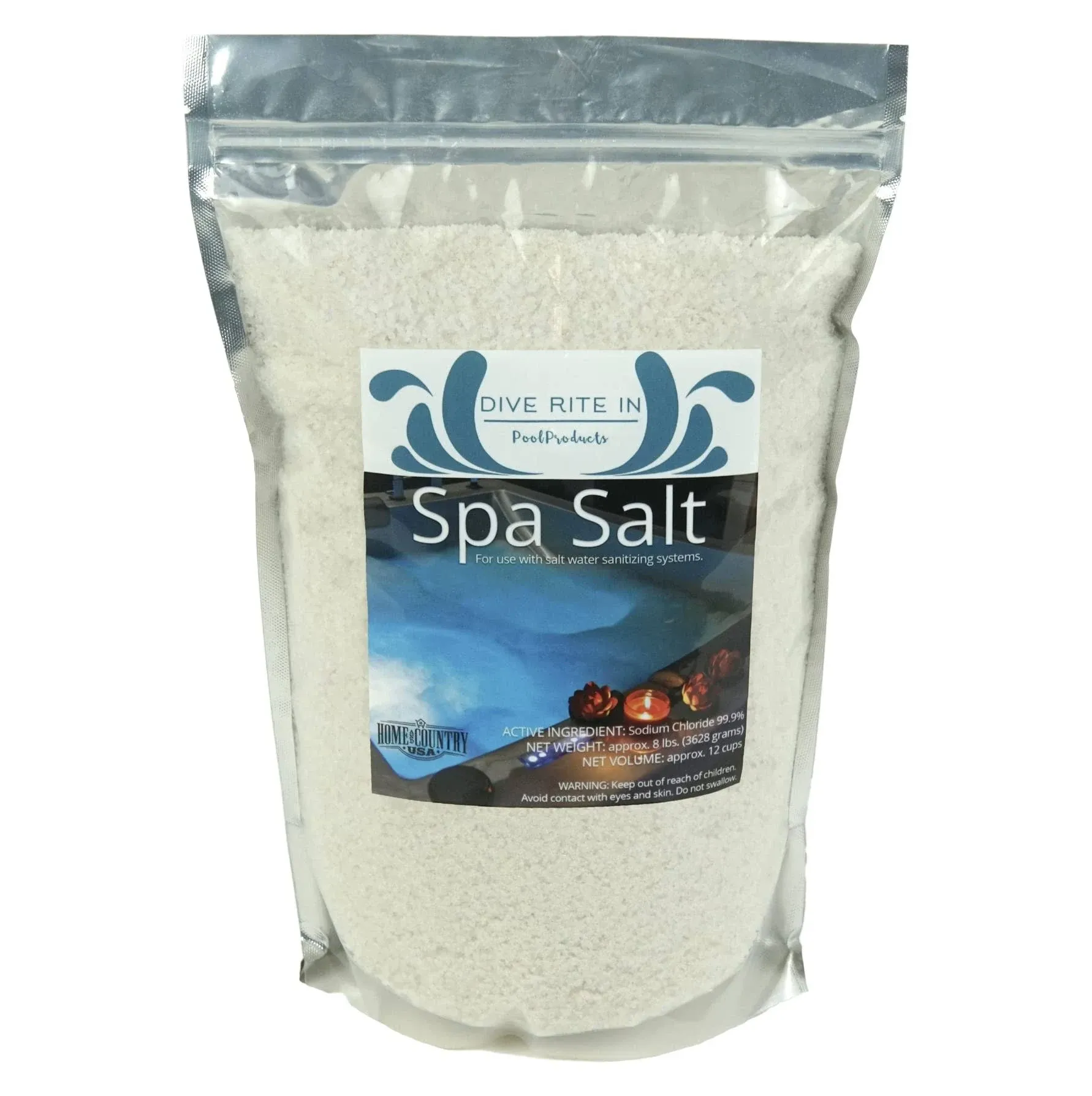 Dive Rite In Hot Tub Salt and Spa Salt for All Salt Water Sanitizing System 8Lbs