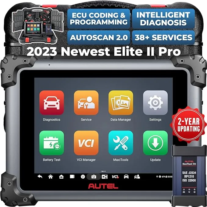 2023 New Autel MaxiSys Elite II Pro Scanner, 2 Years Free Update ($2590 Value), New Version of MS909/ MS919/ Ultra, Exclusive Intelligent Diagnostic 2.0, J2534 ECU Programming & Coding, 38+ Services