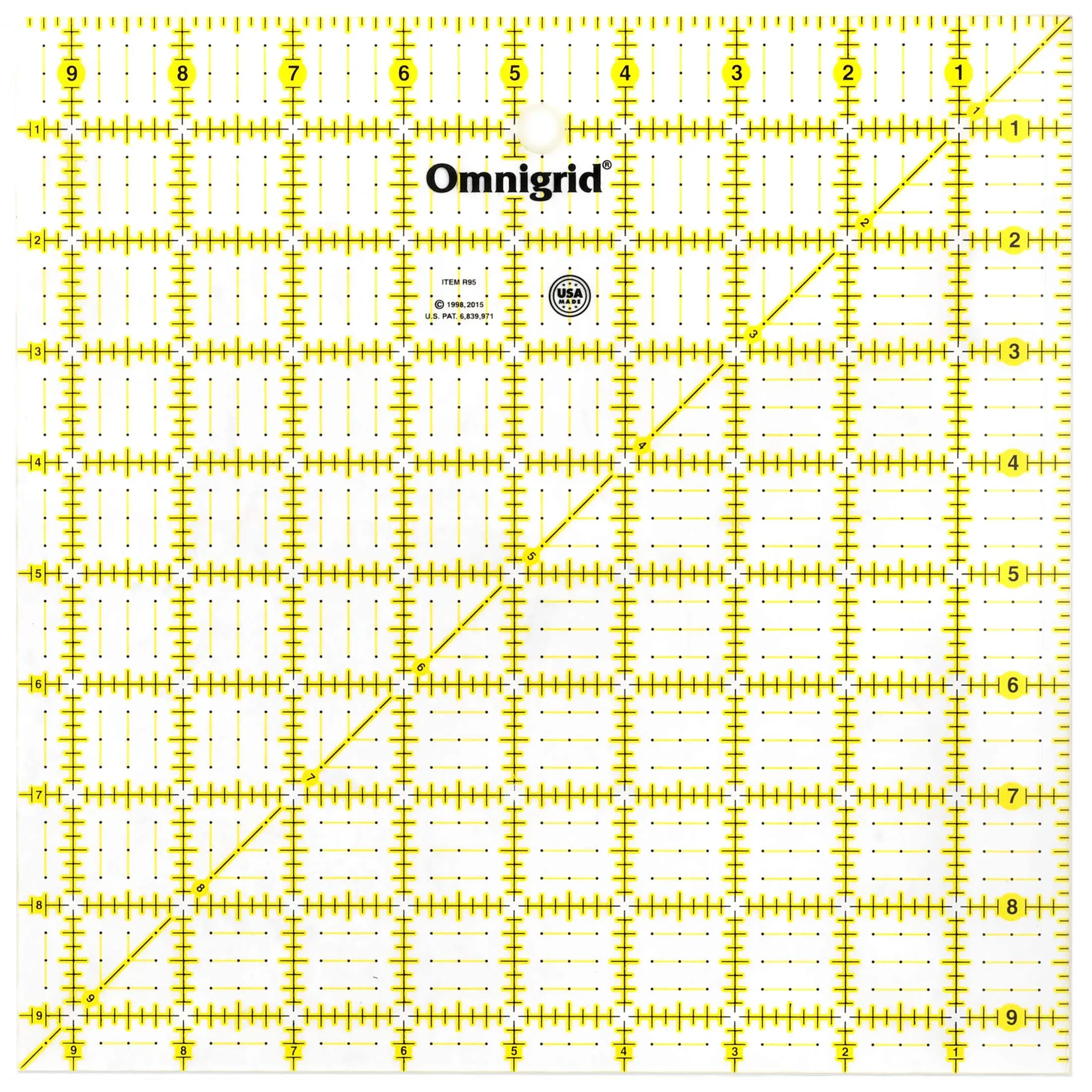 Omnigrid Square Ruler, 9-1/2" x 9-1/2"