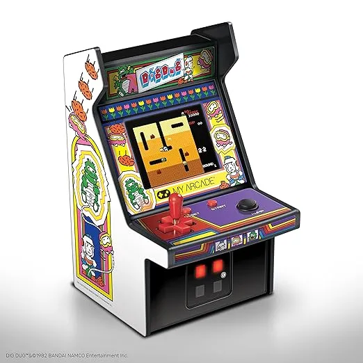 My Arcade Dig Dug Micro Player -Collectible Miniature-Fully Playable, 6.75 Inch Collectible, Color Display, Speaker, Volume Buttons, Headphone Jack (DGUNL 3221) - Electronic Games