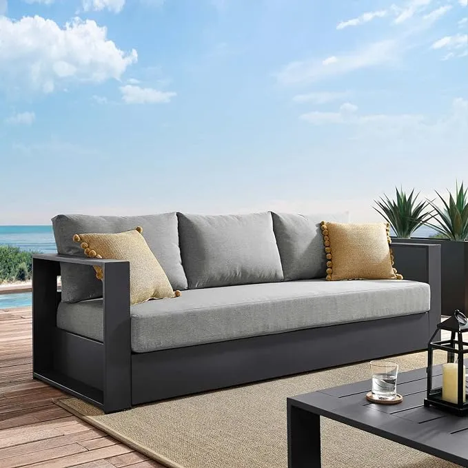 Modway Tahoe Outdoor Patio Powder-Coated Aluminum Sofa - Gray Gray