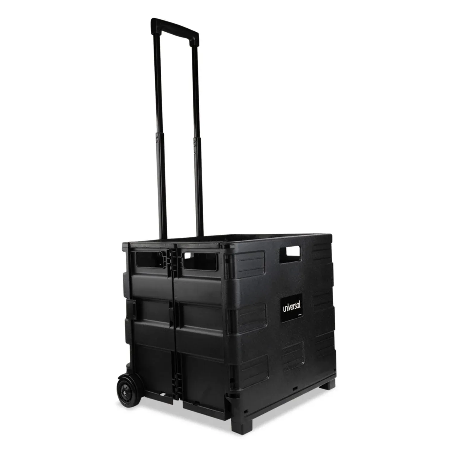 Universal UNV14110 18 1/4" x 15" Black Collapsible Mobile Storage Crate