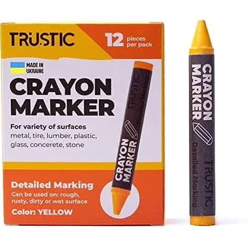 Trustic Universal Crayon Wax Marker for Industrial and Craft Detailed Marking on Lumber Metal Carton Ceramics Concrete Glass Plastic Tire 4 x 1/2