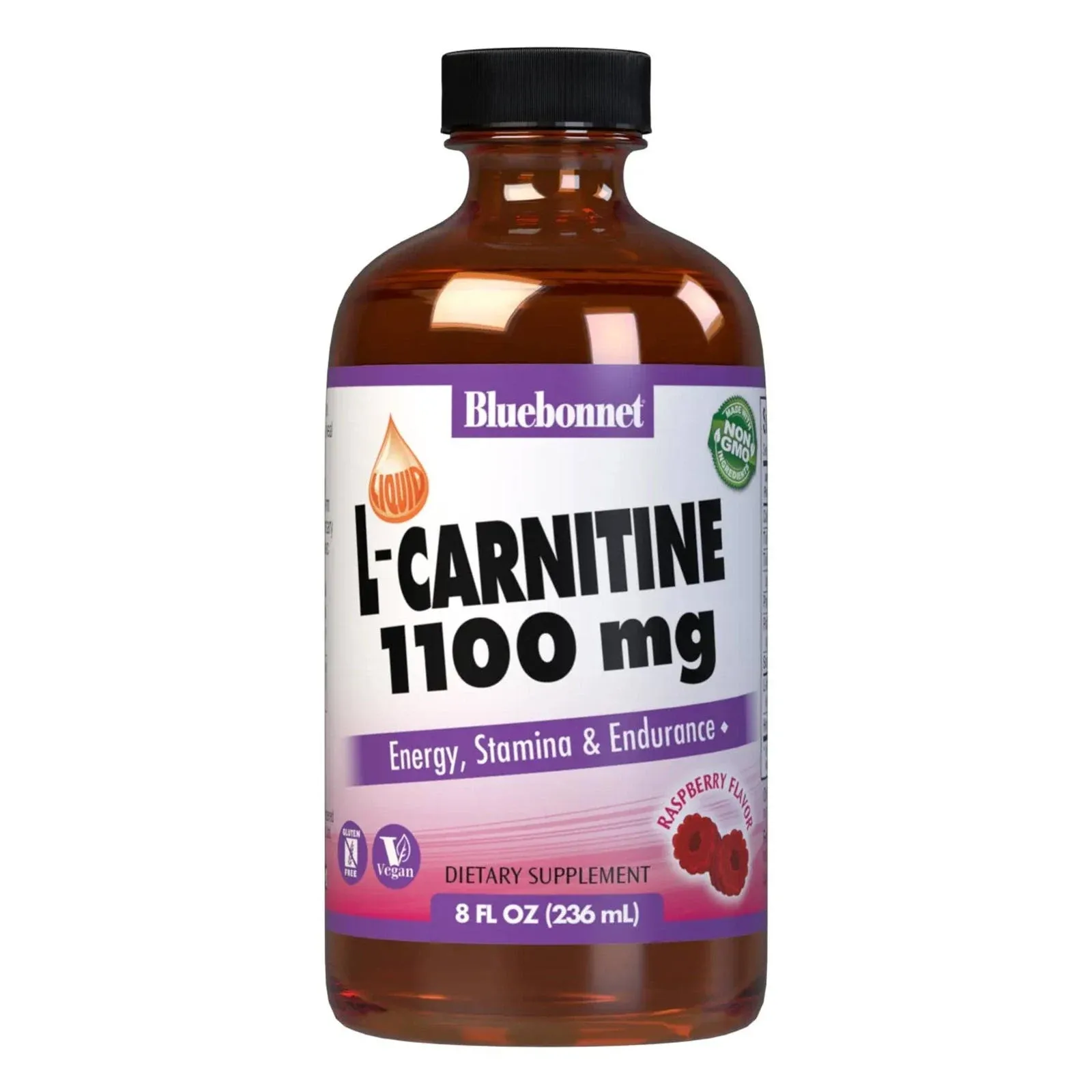 Bluebonnet Liquid L-Carnitine 1100 mg Raspberry 8 fl oz