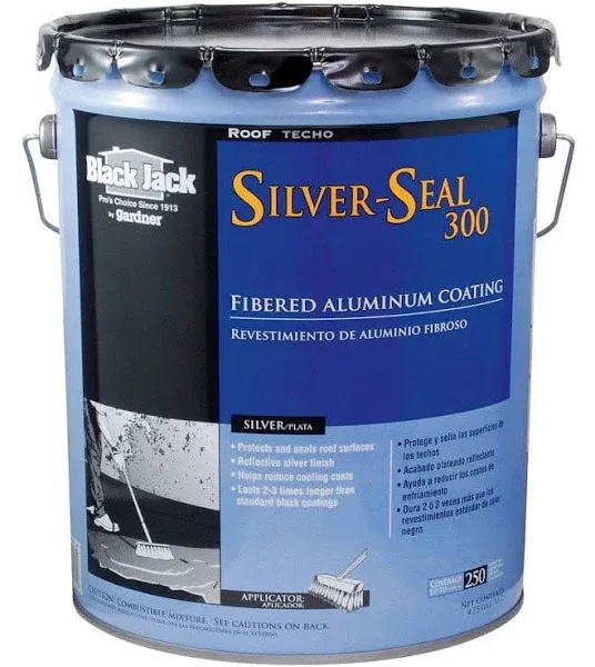 Black Jack 5175-A-30 Silver-Seal 300 Fibered Aluminum Reflective Roof Coating, 4.75 Gallons