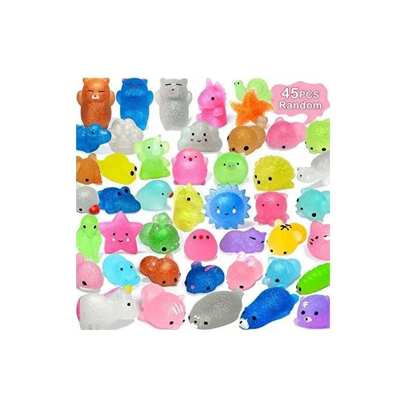 40Pcs Mochi Squishys Toys Mini Squishies 2nd Generation Glitter Animal Squishies Party Favors for Kids Adults Stress Relief Toy Treasure Box Prize Classroom Valentine Prizes Easter Egg Fillers