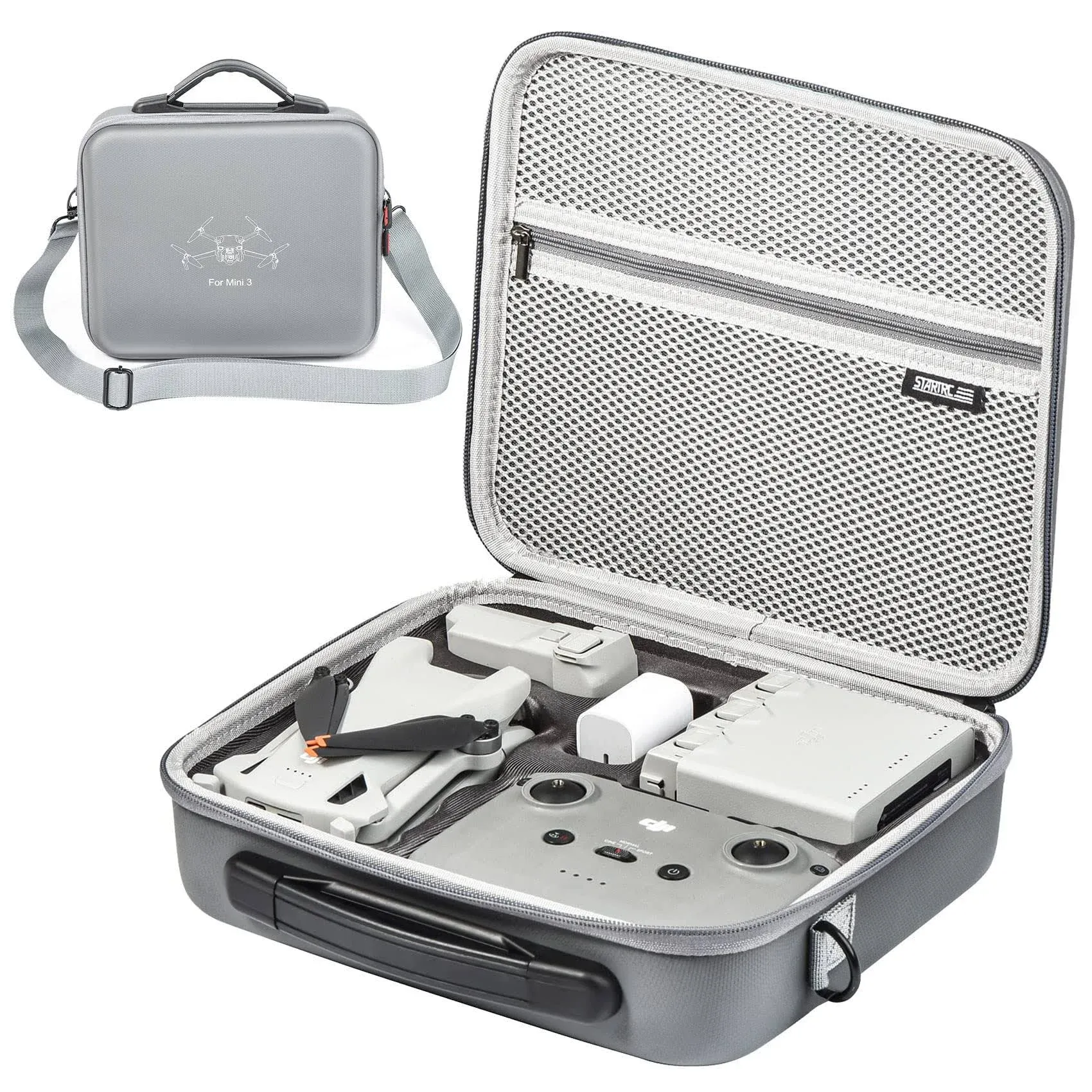 Mini 3 Pro Case, Waterproof PU Leather Carrying Case for DJI Mini 3 /DJI Mini 3 Pro/DJI Mini 4 Pro and Accessories, RC-N1 /N2Non-Screen Controller Combo with Shoulder Strap