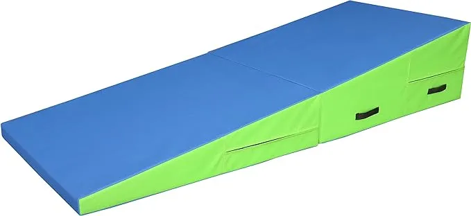 PRISP Folding Incline Gym Mat - Extra Long 71 x 30 x 14 in Wedge Gymnastics Tumbling Mat for Kids