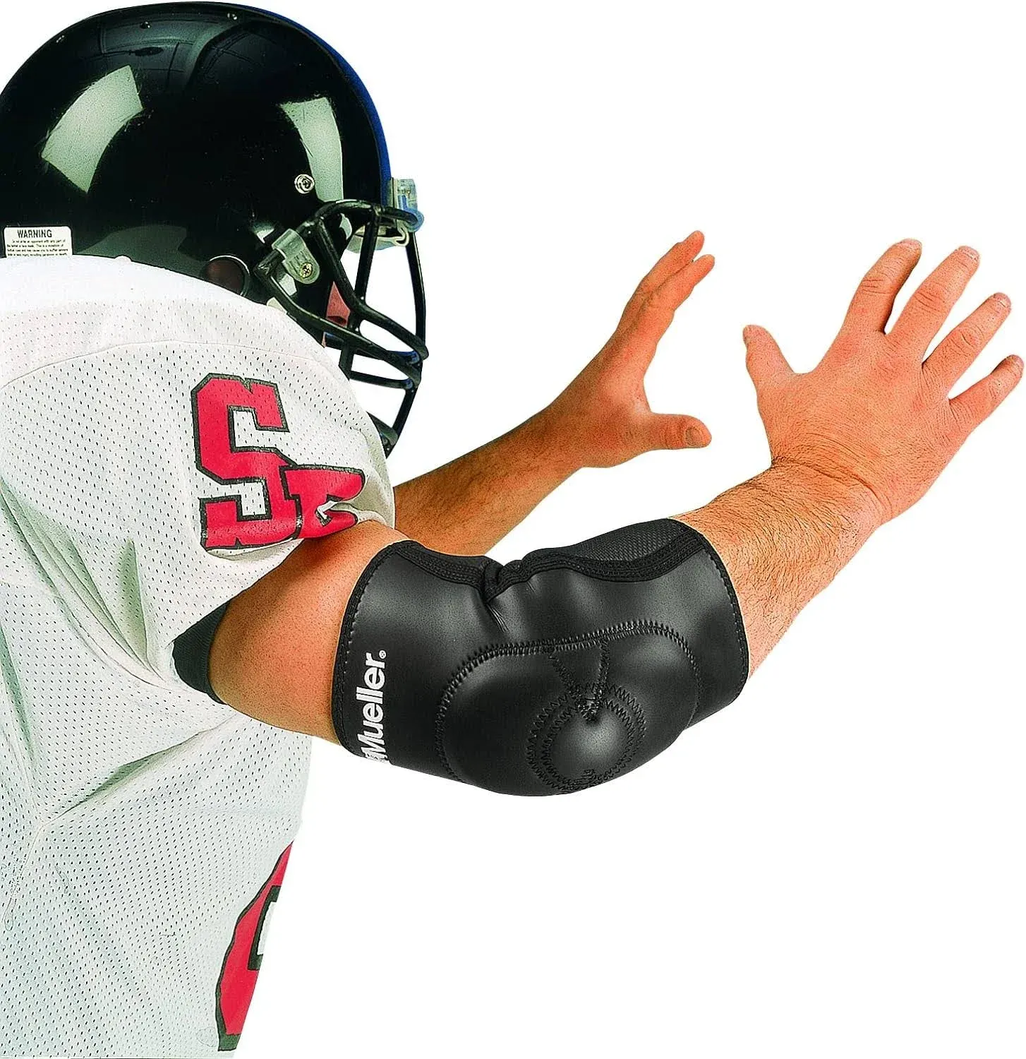 Mueller Padded Elbow Sleeve, Small - Medium, Arm Protection Sleeve for Football, Rugby, and Contact Sports, Comfortable, Skin Safe, Premium Sitched Elbow Padding for Athletes