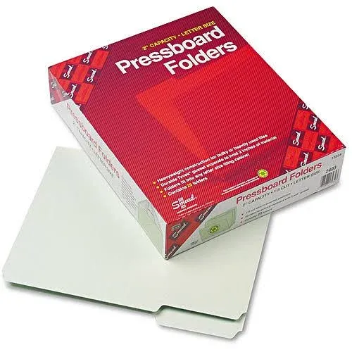 Smead Pressboard File Folder, 1/3-Cut Tab, 1" Expansion, Letter Size, Gray/Green, 25 per Box (13230)