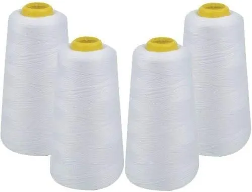 IZO Home Goods 4-Pack of 6000 Yards (Each) White Serger Cone Thread All Purpose Sewing Thread Polyester Spools Overlock (Serger,Over Lock, Merrow, Single Needle)