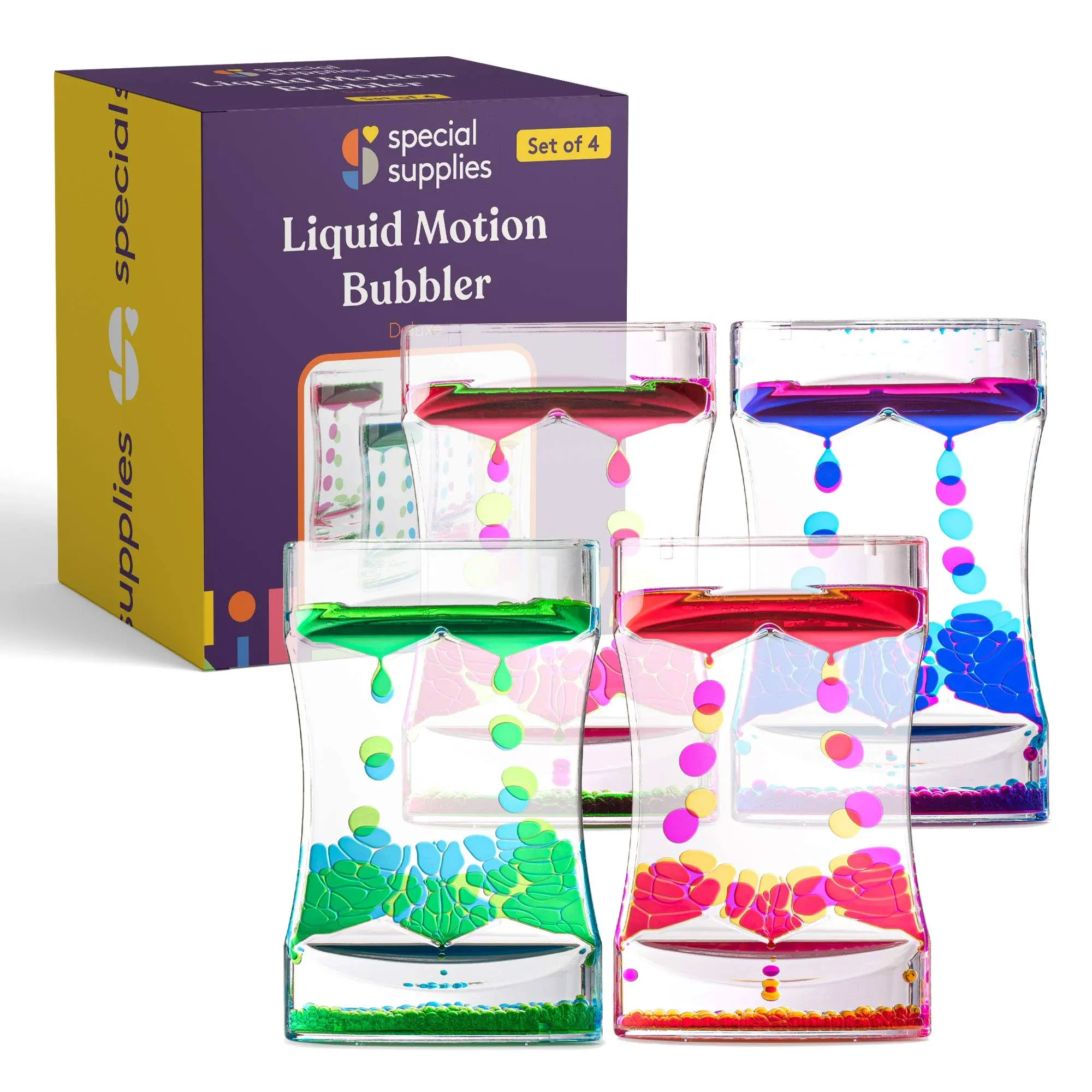 Special Supplies Liquid Motion Bubbler Deluxe Toy 4-Pack Colorful Hourglass Timer ...