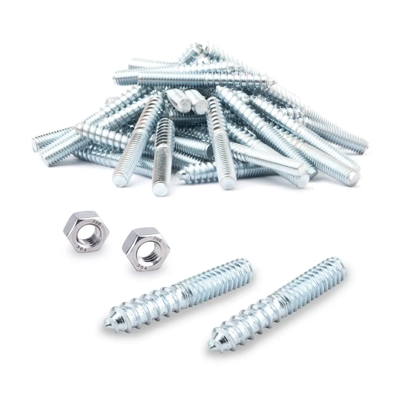 POWERTEC QHB1002 Hanger Bolts 1/4-20 x 1-1/2 inch, 50 Pack with 2 Piece Bolt ...