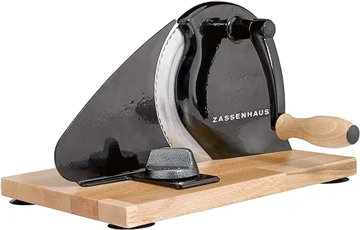 Zassenhaus Manual Bread Slicer, Classic Hand Crank Home Bread Slicer (Black) 11.75 Inch by 8 Inch