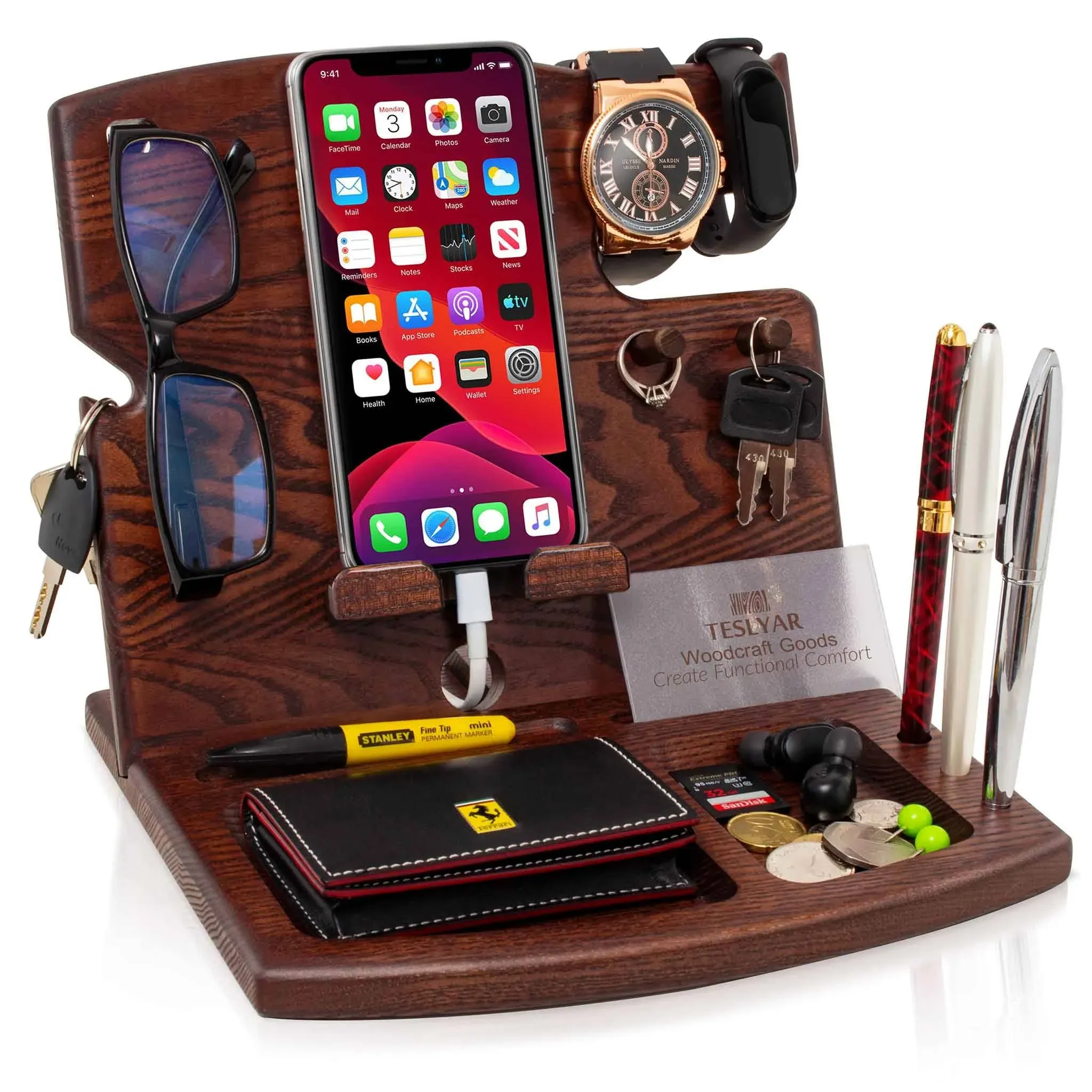 Teslyar Wood Phone Docking Station