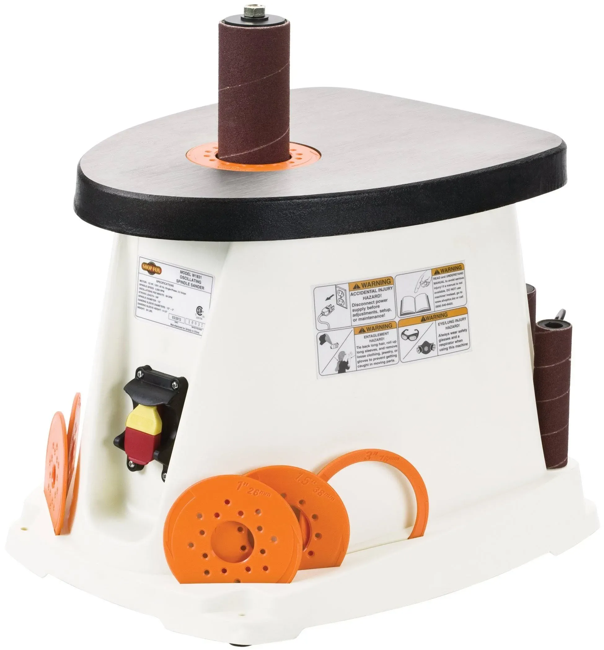 Shop Fox W1831 Oscillating Spindle Sander w/ 5 Rubber Sanding Drums &amp; 6 Sleeves