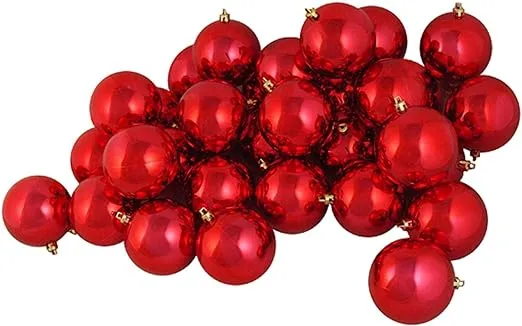 60ct Shiny Red Hot Shatterproof Christmas Ball Ornaments 2.5" (60mm)