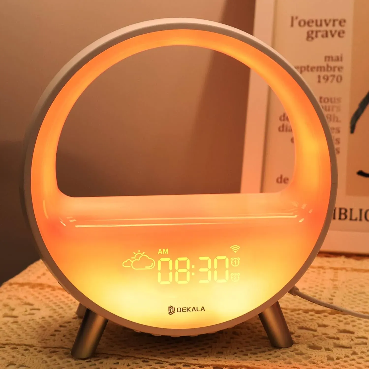 Arches Alarm Clock White Noise Machine Wake Up Sound Machine Night Light