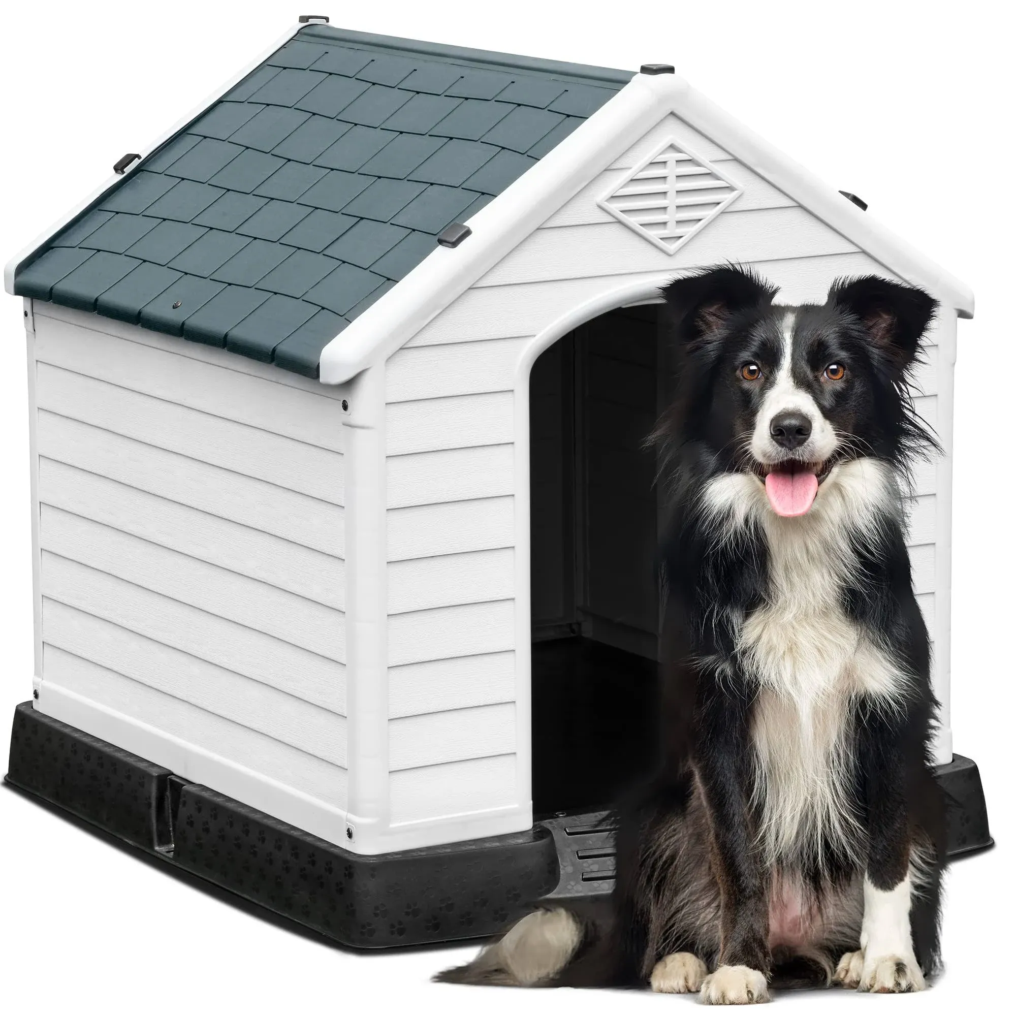 YITAHOME Large Plastic Dog House Outdoor Indoor Doghouse Puppy Shelter Water ...