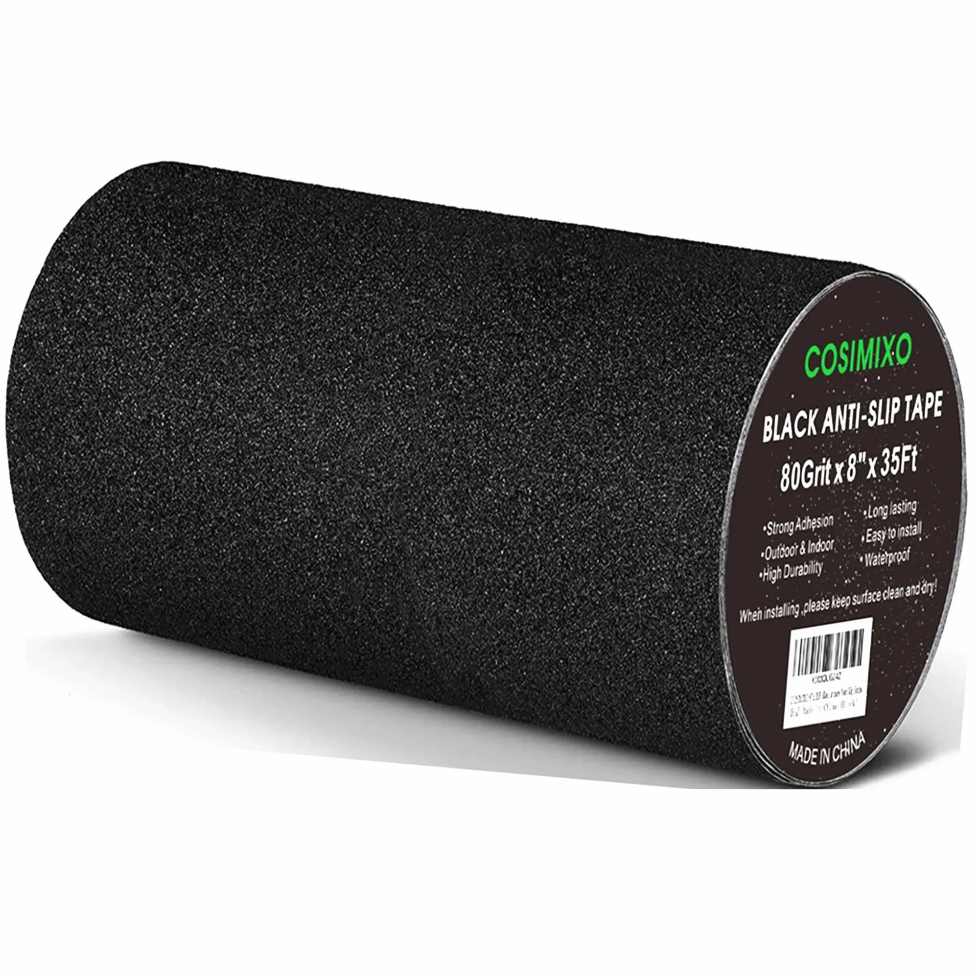 COSIMIXO 8&#034; x 35Ft Black Heavy Duty Anti Slip Tape for Stairs Outdoor/Indoor Non