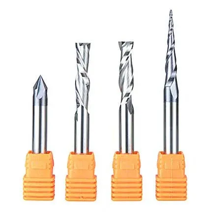 Spetool CNC Router Bits Carving Set for Wood Profile V Groove Engraving Solid Ca