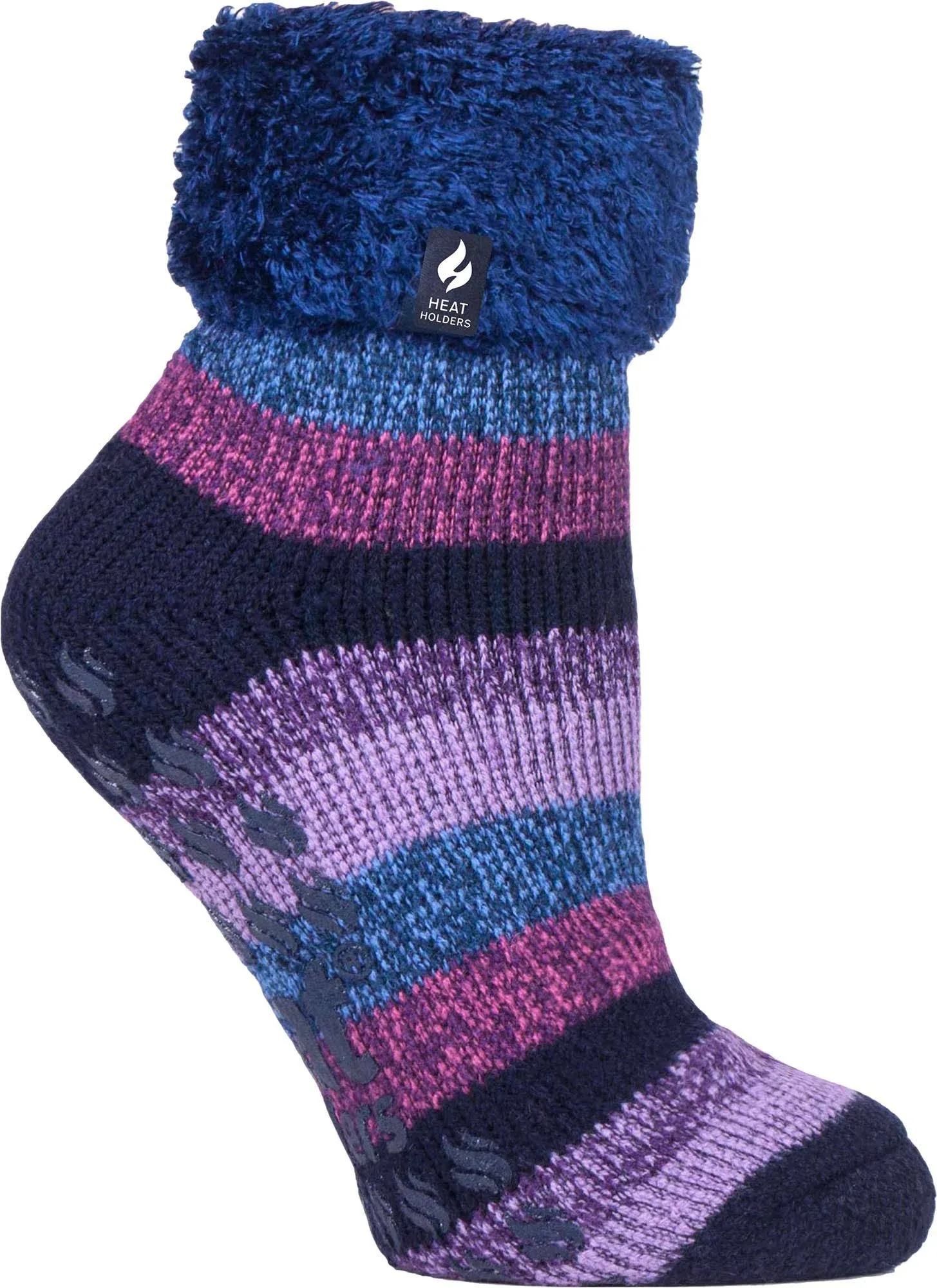 Women's Heat Holders Original 7X Warmer Stripe Lounge Socks With Grippers