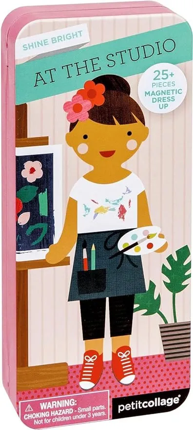 Petit Collage Shine Bright Magnetic Dress Up At The Studio – Magnetic Game Board with Mix and Match Magnetic Pieces, Ideal for Ages 3+ – Includes 2 Scenes and 25 Creative Magnetic Pieces