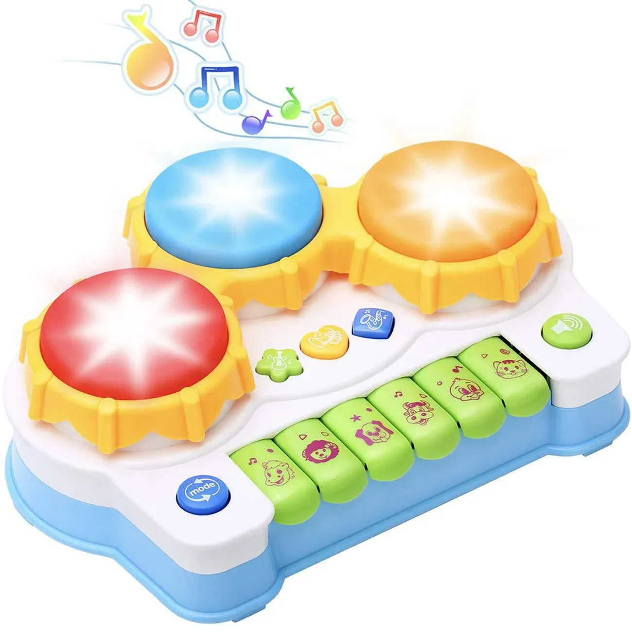 KingsDragon Musical Keyboard Piano Drum Set,Baby Drum Musical Toy with Music and ...