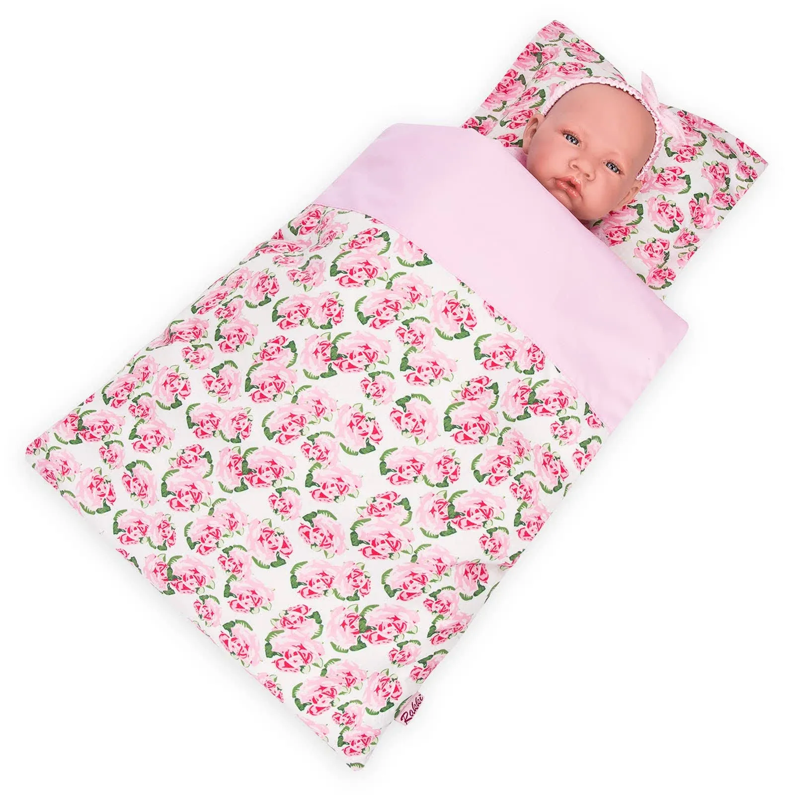 2-PC Set Doll Bedding with Comforter and Pillow, Reversible Print Doll Bedding Accessories, Fits American Girl Dolls and Other 18 Inch Dolls