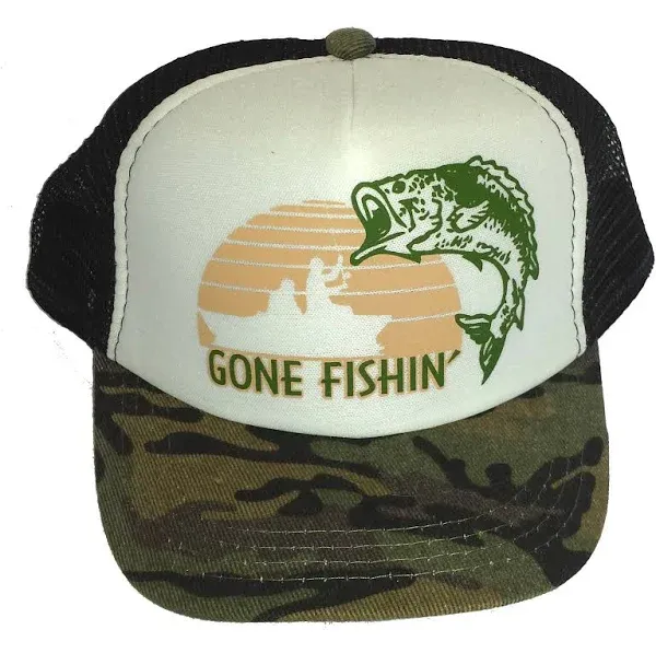 THATSRAD Toddler Kid's Gone Fishin Fishing Mesh Trucker Hat Cap Camouflage Camo