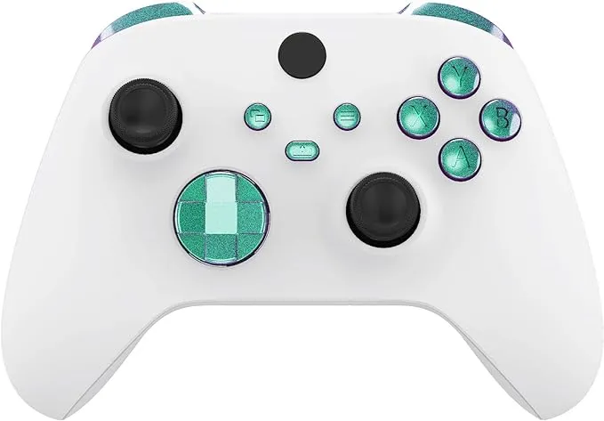 eXtremeRate Replacement Full Set Buttons for Xbox Series X & S Controller - Chameleon Green Puple