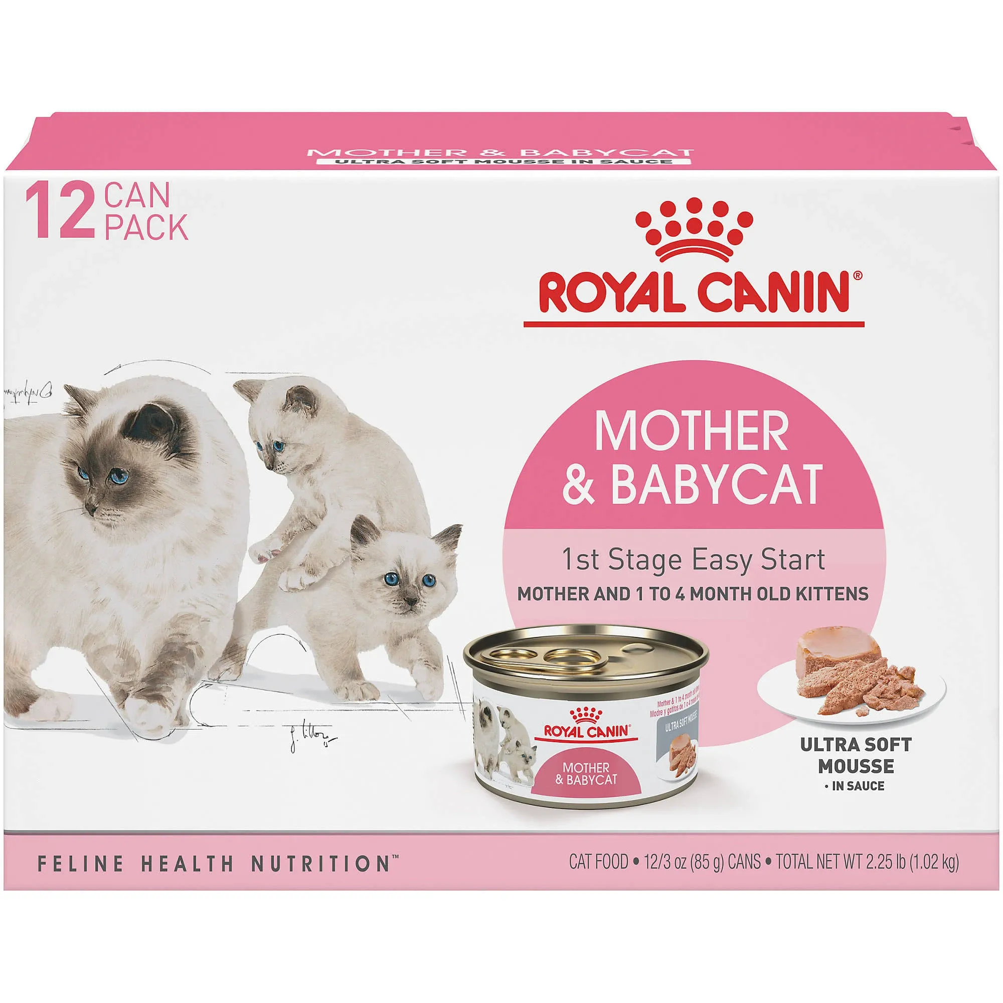 Royal Canin Mother & Babycat Ultra Soft Mousse in Sauce Canned Cat Food - 3 oz, 12-Pack