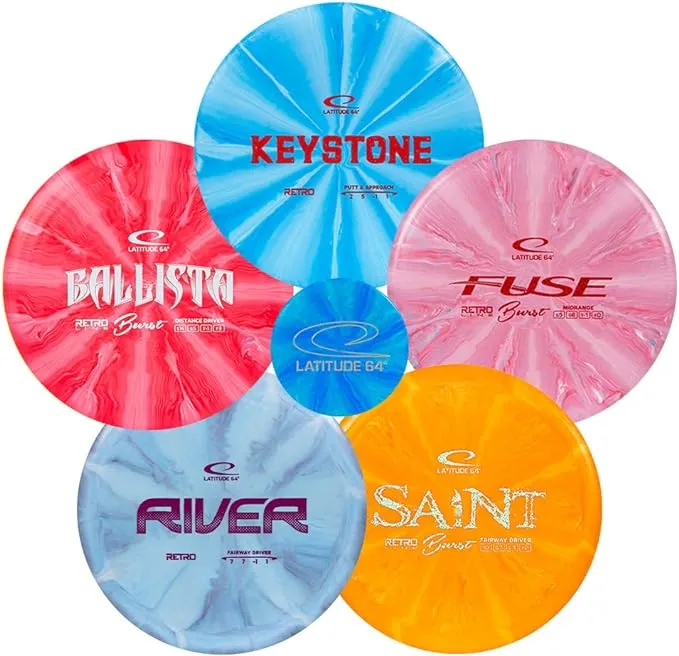 Latitude 64 Disc Golf Starter Set 5 Pack | Frisbee Golf Set | River and Saint Fairway Drivers | Ballista Distance Driver | Fuse Midrange | Keystone