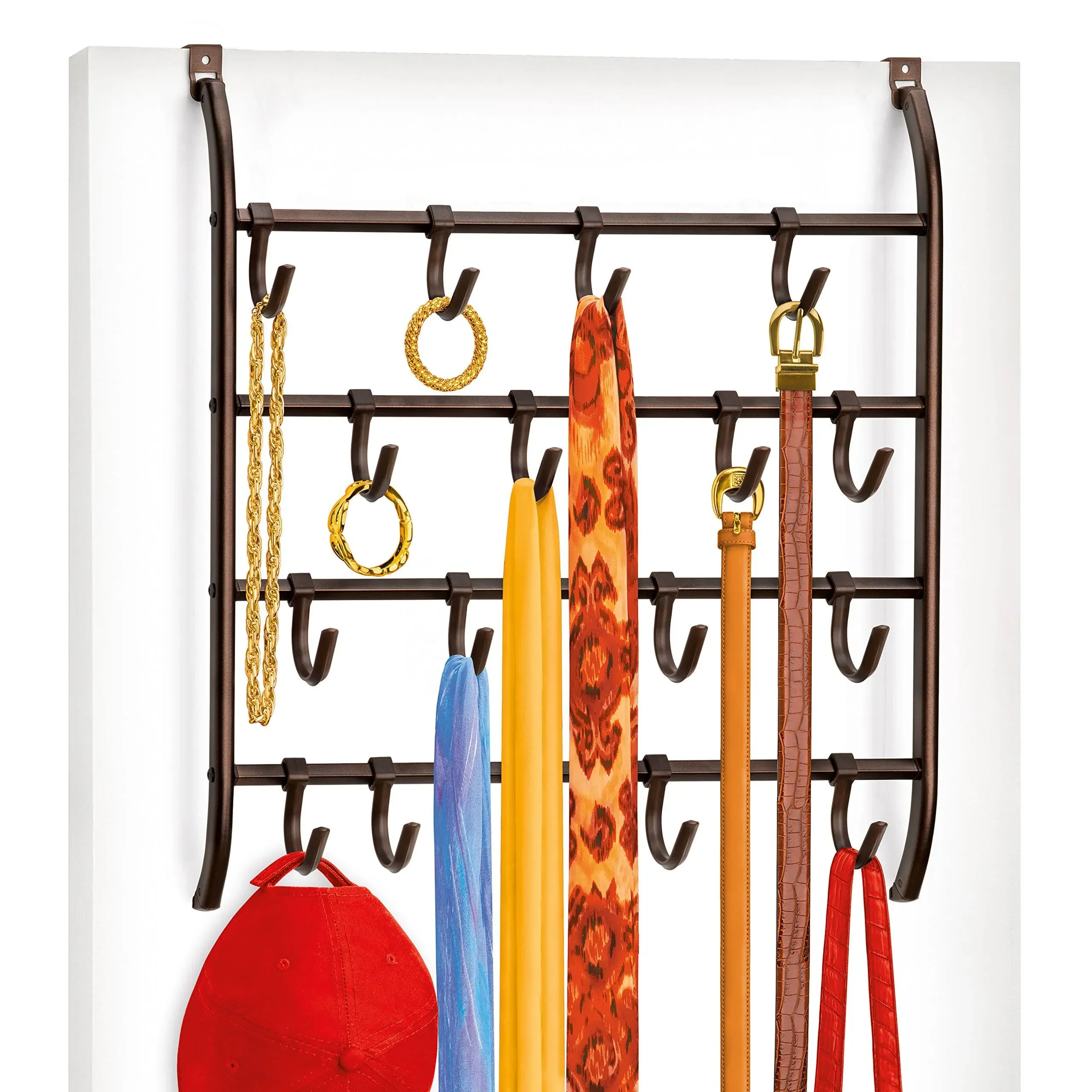 Lynk Over Door 16 Hook Organizer Rack - Bronze