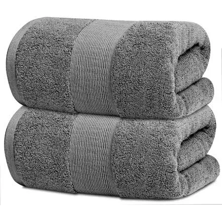 White Classic Resort Collection Soft Bath Sheet Towels | 35x70 Oversize Large Luxury Hotel Plush & Absorbent Cotton Bath Sheet [2 Pack, Smoke Grey]