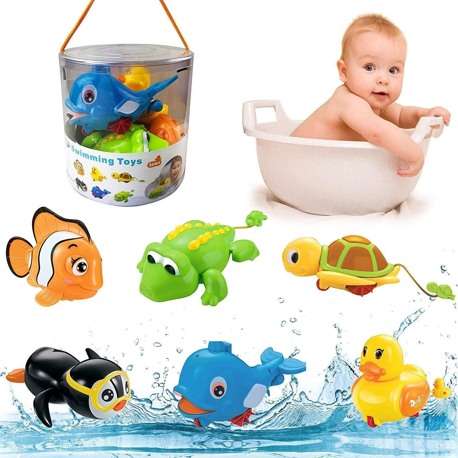 Liberty Imports 6 Pack - Swimming Wind Up Sea Animals in The Bathtub Windup Motorized Water Toy for Children Kids Toddlers Bath Time Fun (Turtle Fish