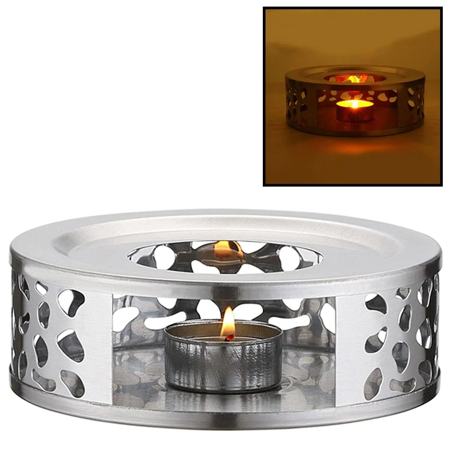 Stainless Steel Teapot Warmer Metal Teapot Heater With Tealight Holder Stainless