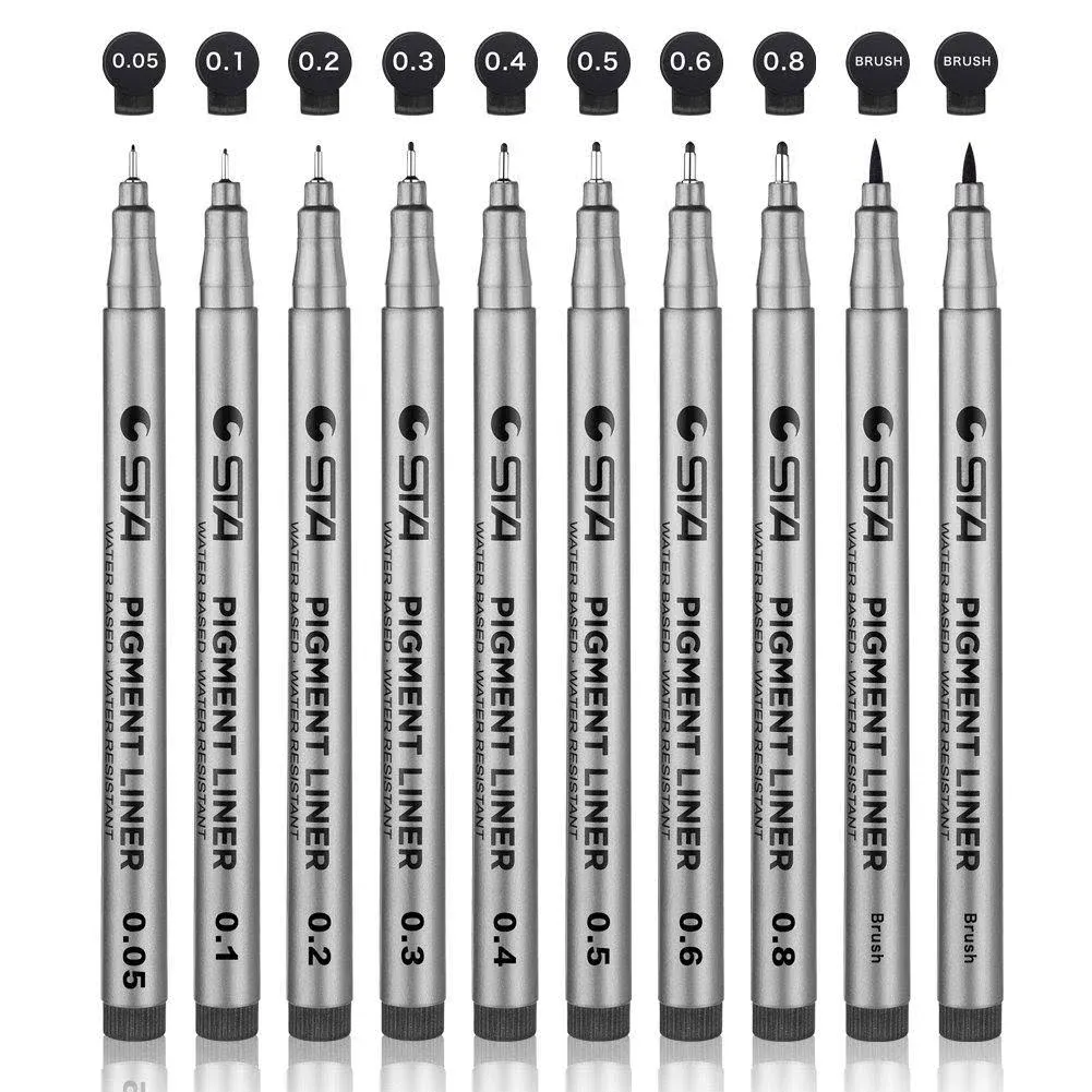 Precision Black Micro Pen Fineliner Ink Pens - Waterproof Archival ink Fine 