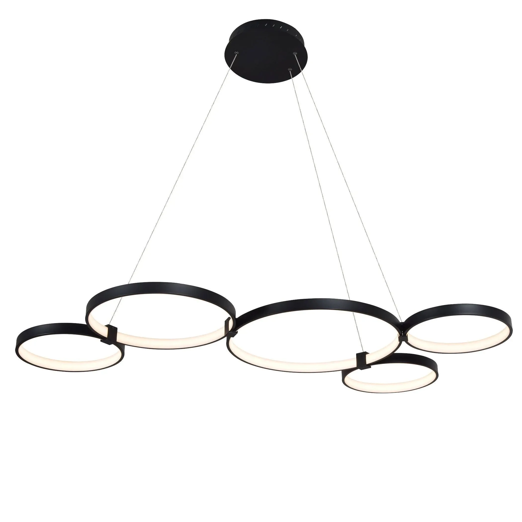 VONN VMC32410BL Capella 55", Multi-Ring Adjustable Hanging, Modern Chandelier Lighting in Black Integrated LED, 50" L x 31.5" W x 120" (9.75") H,