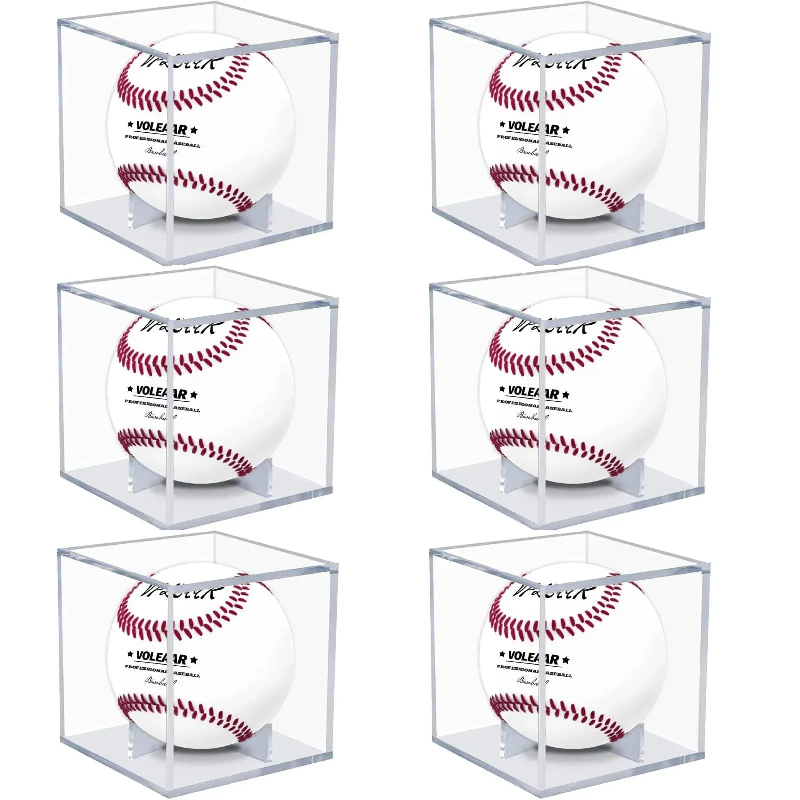 Baseball Display Case 6 Pack, UV Protected Acrylic 6 PACK, Clear-6 Pack 