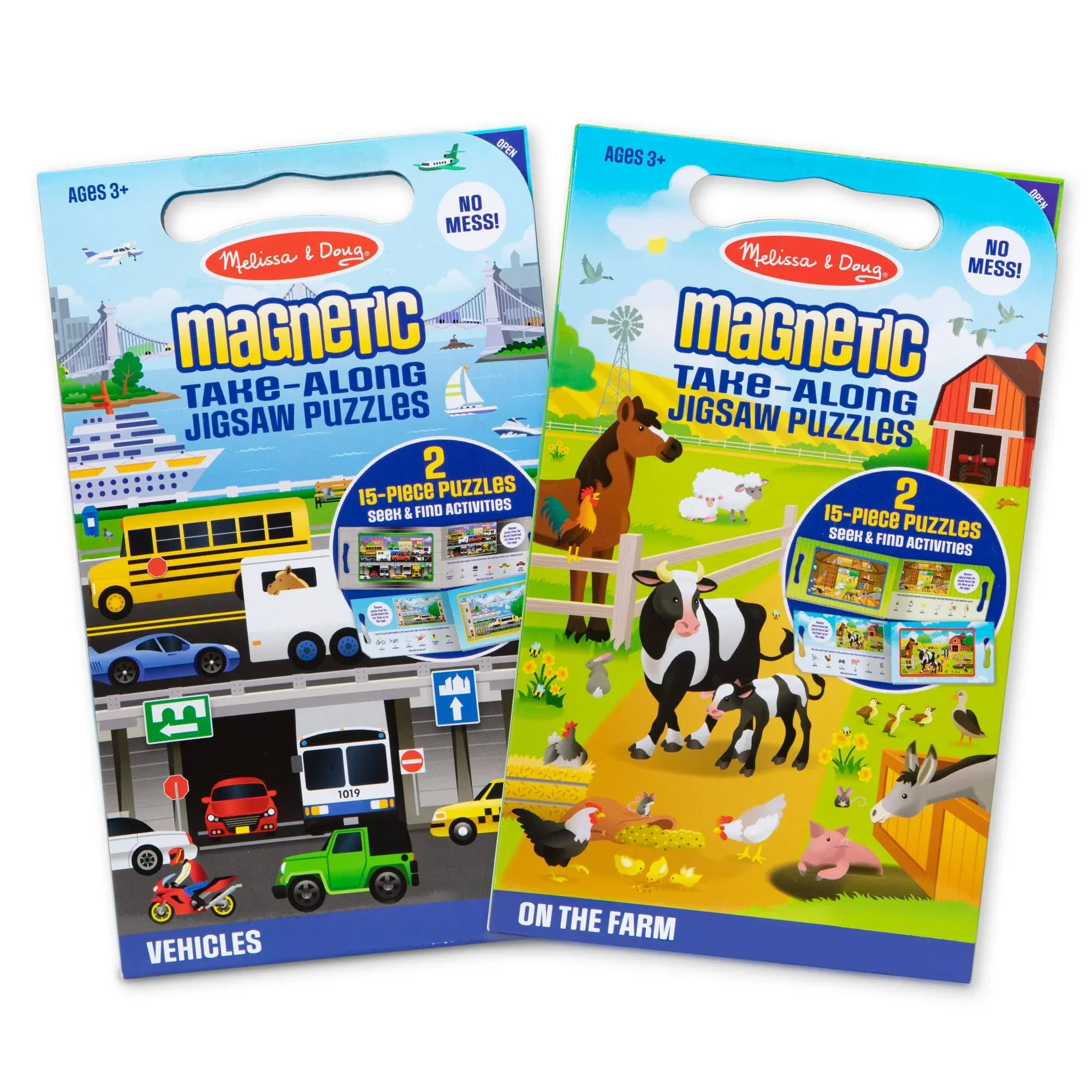 Melissa & Doug Magnetic Take-Along Jigsaw Bundle - Farm/Vehicles