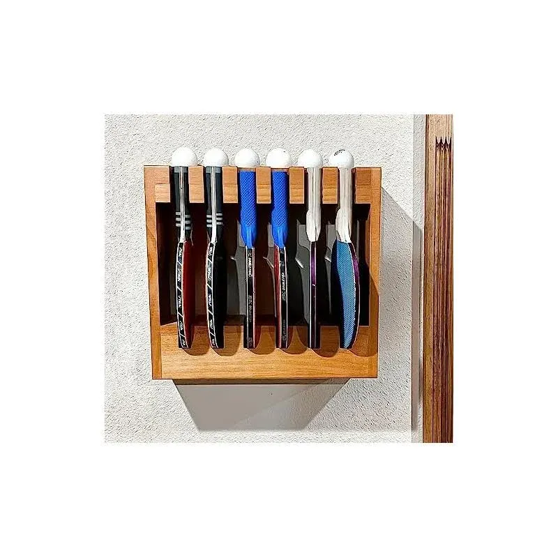 Ping Pong Paddle Holder, Ping Pong Ball Holder Storage Rack for 6 Rackets, Table Tennis Racket Display Wall Mounted Holder In Bar Game Room Office Break, Ping Pong Accessories Set of 6 Balls Organizer