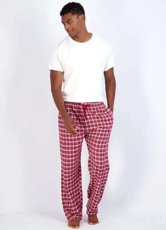 Real Essentials 3 Pack: Men's Pajama Pants - Knit Cotton Flannel Plaid Lounge ...