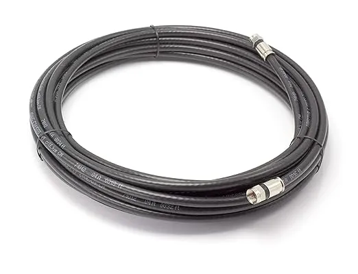 THE CIMPLE CO 75' Feet, Black RG6 Coaxial Cable (Coax Cable) with Weather Proof Connectors, F81 / RF, Digital Coax - AV, Cable TV, Antenna, and Satellite, CL2 Rated, 75 Foot