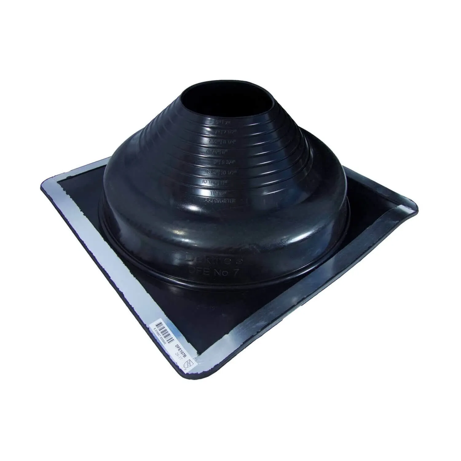 Dektite Premium #7 Black EPDM Metal Roof Pipe Flashing, Square Base, Pipe OD ...