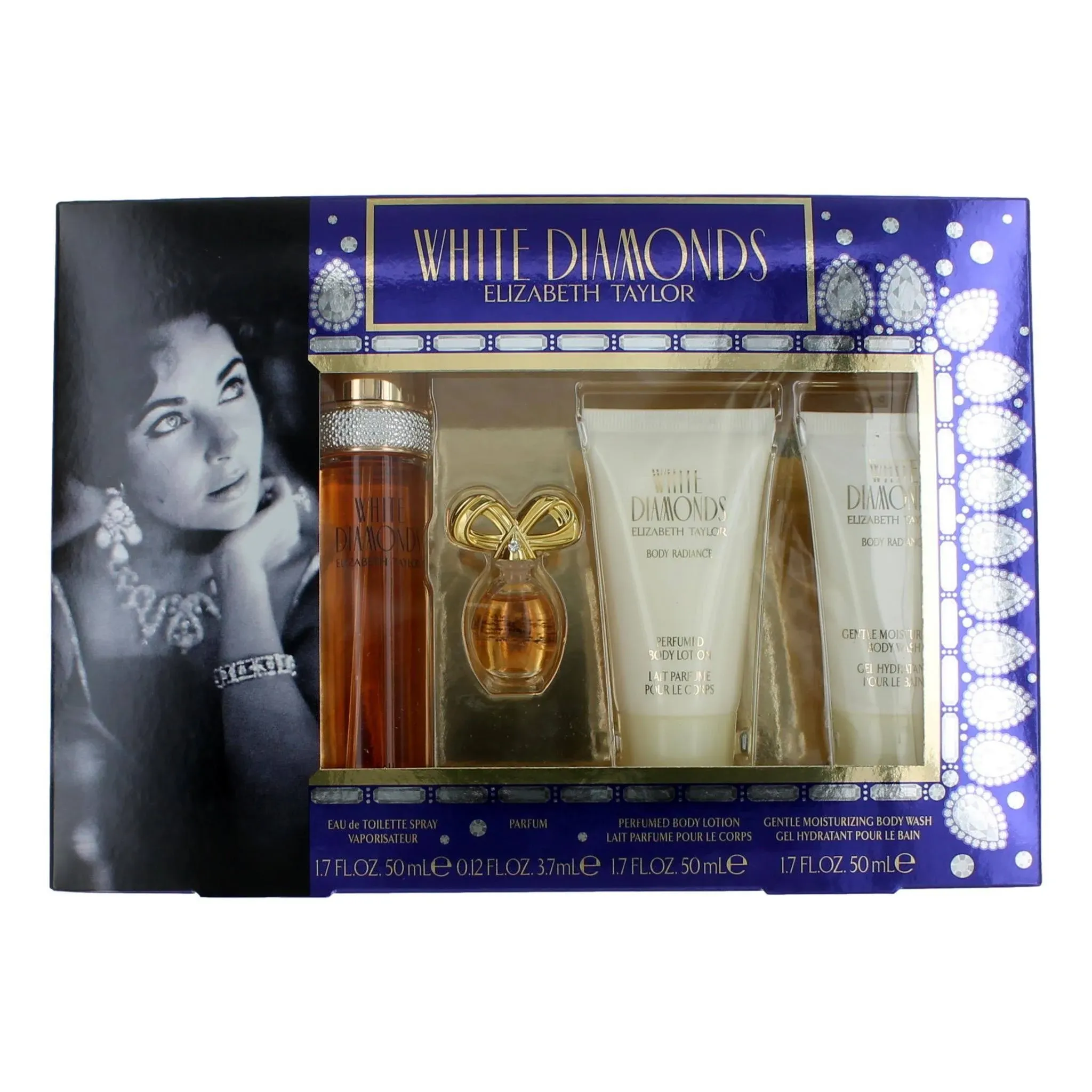 White Diamonds by Elizabeth Taylor 4 Piece Gift Set Women (with 1.7oz)