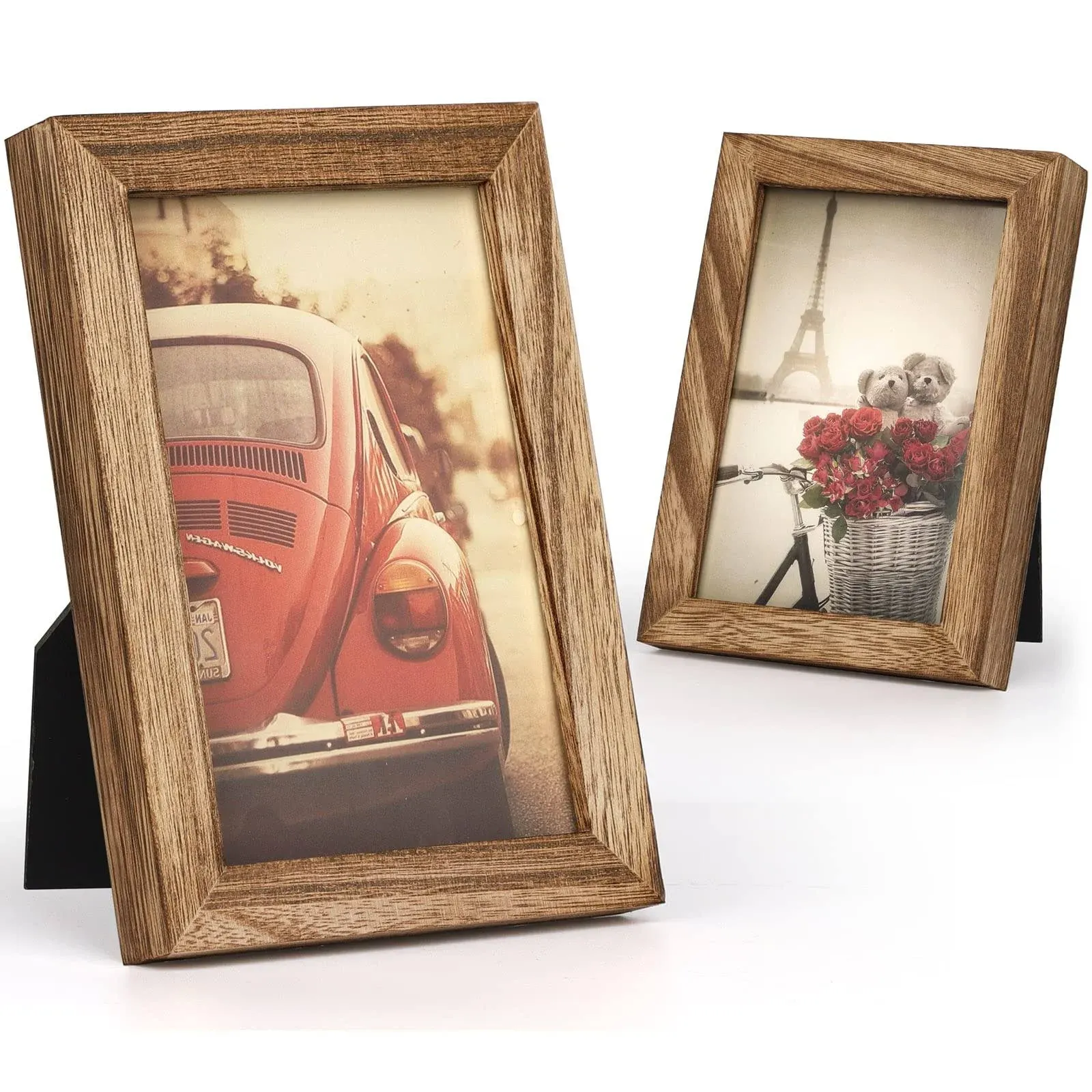 Emfogo 4x6 Picture Frame, Pack of 2 Photo Frame with Real Glass, Solid Wood